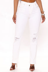 Crossover Slim Straight Leg Jeans - White Ins Street